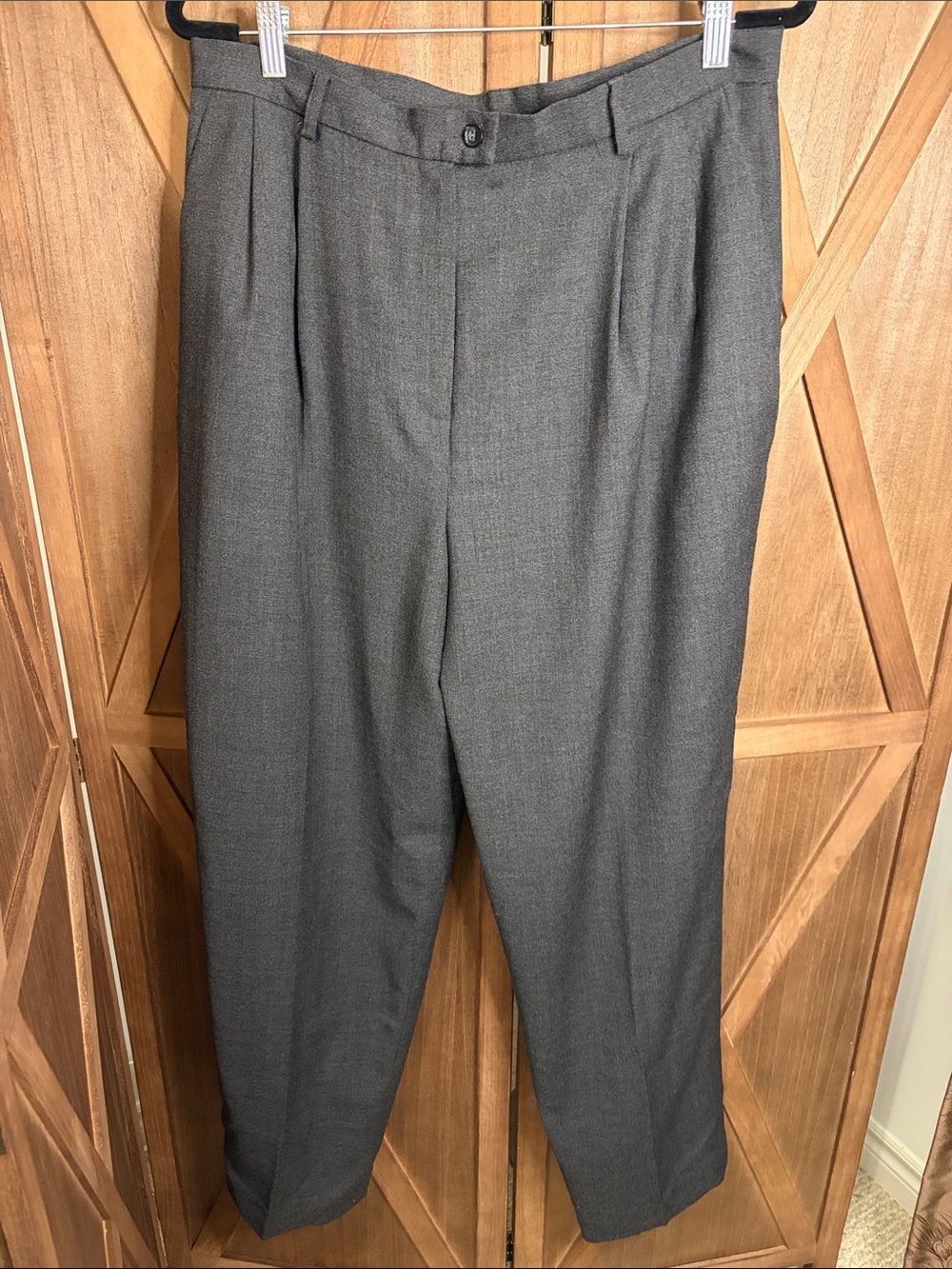 EVAN-PICONE Vintage 100% Wool Grey Pleated Trousers Career Pants SIZE 16